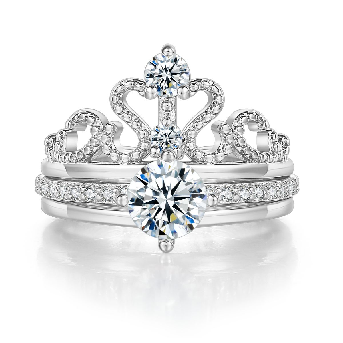 Fashion Crown Detachable Open Ring Rose Gold Plated Zircon_ipsvogv.com
