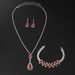 Marquise Blue Red Water Drop Pendant Necklace Earrings Bracelet Shiny Wedding Rhinestone Evening Set Chain_ipsvogv.com