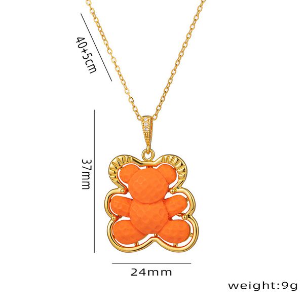 Titanium steel necklace colorful biscuit bear hot selling all-match temperament cold wind clavicle chain Accessorie_ipsvogv.com