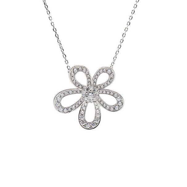 Designer's Full Diamond Titanium Steel Full Diamond Sun Flower Necklace With Large Flowers, Light Luxury, And Niche Temperament Collarbone Pendant_ipsvogv.com