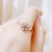 Fresh diamond zircon flower thin ring female real gold plated hand jewelry_ipsvogv.com