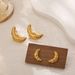 Fashion Personality Cold Style High Grade Copper Plated Real Gold Pleated Irregular Ox Horn Earrings_ipsvogv.com