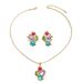 Xiao Qingxin Korean version women's long necklace earring set with personalized color inlaid irregular collarbone chain_ipsvogv.com