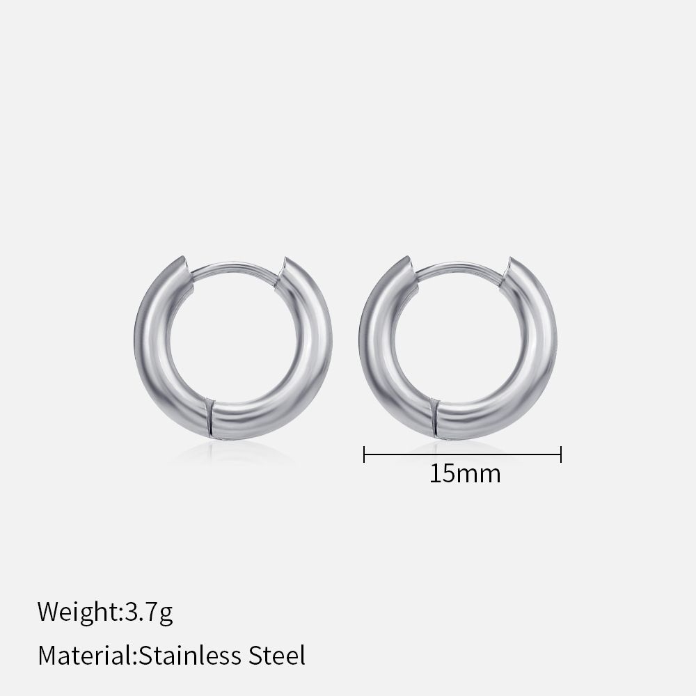 Unisex INS Simple Geometric Metal Earrings Niche Design Popular All Match Round Stainless Steel Earrings For Women_ipsvogv.com