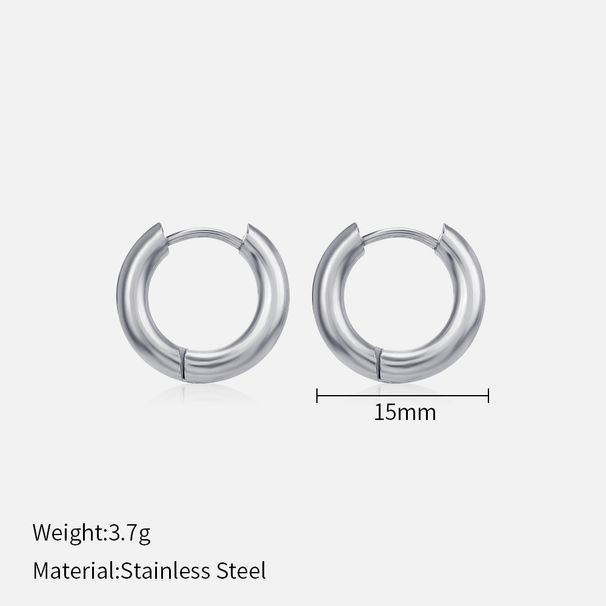 Unisex INS Simple Geometric Metal Earrings Niche Design Popular All Match Round Stainless Steel Earrings For Women_ipsvogv.com