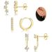 Brass With Real Gold Plating, Popular Across, Teardrop Shaped Circle Inlaid Zircon Earrings, Personalized Six Piece Set_ipsvogv.com