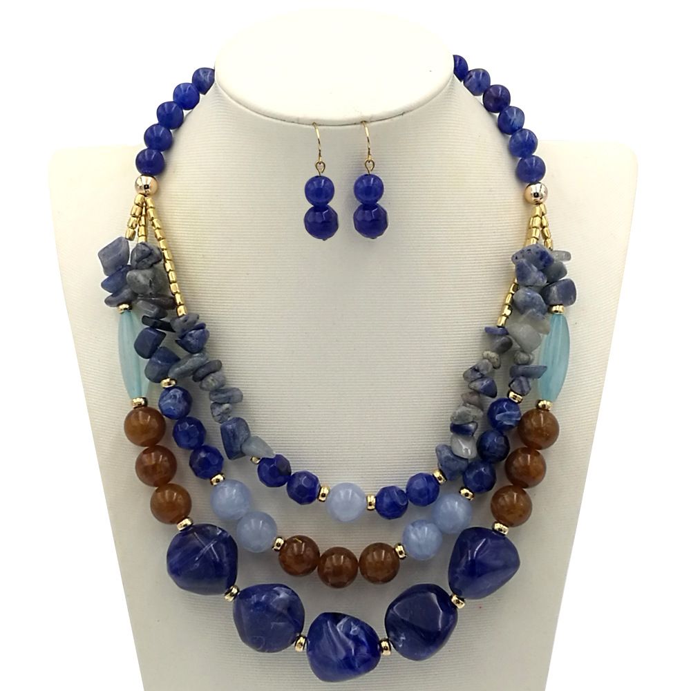 Jewelry Necklaces Exaggerated Two Color Beaded Multi Layer Clavicle Chain_ipsvogv.com
