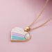 Simple New Love Pendant Necklace Fashion Creative Oil Drop Rainbow Color Peach Heart Clavicle Chain_ipsvogv.com