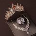 Baroque colored diamond retro atmosphere crown wedding bride headdress dress necklace three piece wedding jewelry_ipsvogv.com