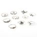 Instagram New Alloy Turtle Cross Leaf 8-Character Ten Piece Set Ring For Women_ipsvogv.com