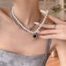 Creative Artificial Pearl Love Necklace With A Cool Minimalist Style, Women's OT Buckle Peach Heart Pendant And_ipsvogv.com