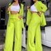 women's clothing, elegant and solid color split sleeve lapel suit with pockets and straight pants suit_ipsvogv.com