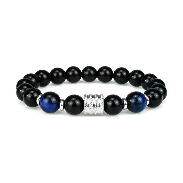 INS Stainless Steel 10mm Natural Stone Tiger Eye Obsidian Men's Bracelet_ipsvogv.com