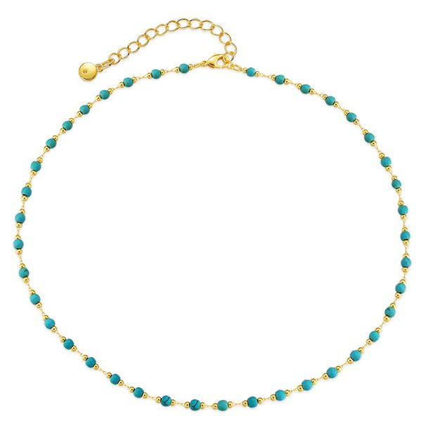 Copper plated K gold natural turquoise necklace high grade sense of versatile necklace texture jewelry_ipsvogv.com