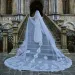 Hair Jwlry V146 Vil Long Cathdral Bridal Vils 1 Tir Lac Appliqus Edg Mantilla Wid Wdding Accssoris For_ipsvogv.com