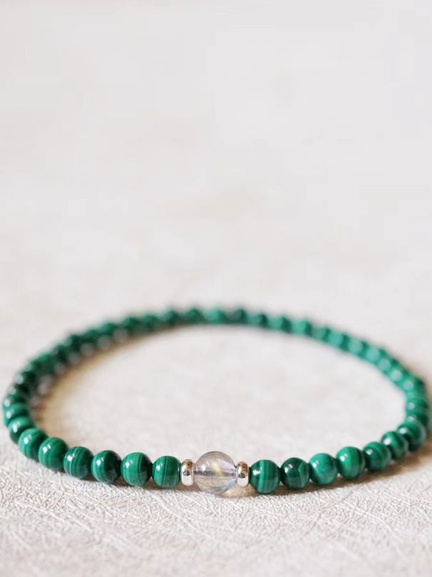 Natural Brazilian Malachite Bracelet For Men And Women, Thin Single Circle Crystal Bead Bracelet, Jewelry Gift, High-Quality Raw S_ipsvogv.com