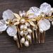 Headdress Elegant Pearl Flower Hair Comb With Gold Leaves - Bridal Hair Accessories For Weddings, Parties & Special Occasions Hair Comb Bridal_ipsvogv.com