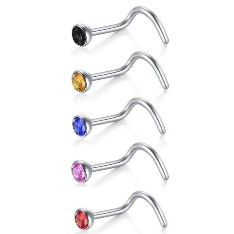 Women's Jewelry Stainless Steel Nose Nail Set 18 Pieces Piercing Nose Ring Set Titanium Steel Nose Jewelry_ipsvogv.com