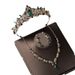 Crown headdress three piece set Baroque green diamond crown necklace earrings high end bridal evening dress jewelry set_ipsvogv.com