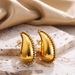 Copper Plated Geometric Chubby Glossy Water Drop Inlaid Zircon Earrings High End Fashion Earrings_ipsvogv.com