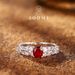Simple Silver Inlaid With Red Zircon Fashionable Versatile, High-end, Light Luxury, Index Finger Ring, Exquisite And_ipsvogv.com