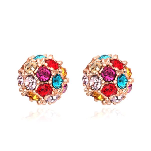 Unisex popular jewelry Rose gold electroplated micro inlaid zircon ball earrings Popular women's earrings_ipsvogv.com