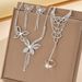 Women’s Jewelry Set Fashion Exaggerated Personality Diamond Bow Necklace Earrings Hand Chain Jewelry Set Personality Necklace Full Of Diamonds_ipsvogv.com