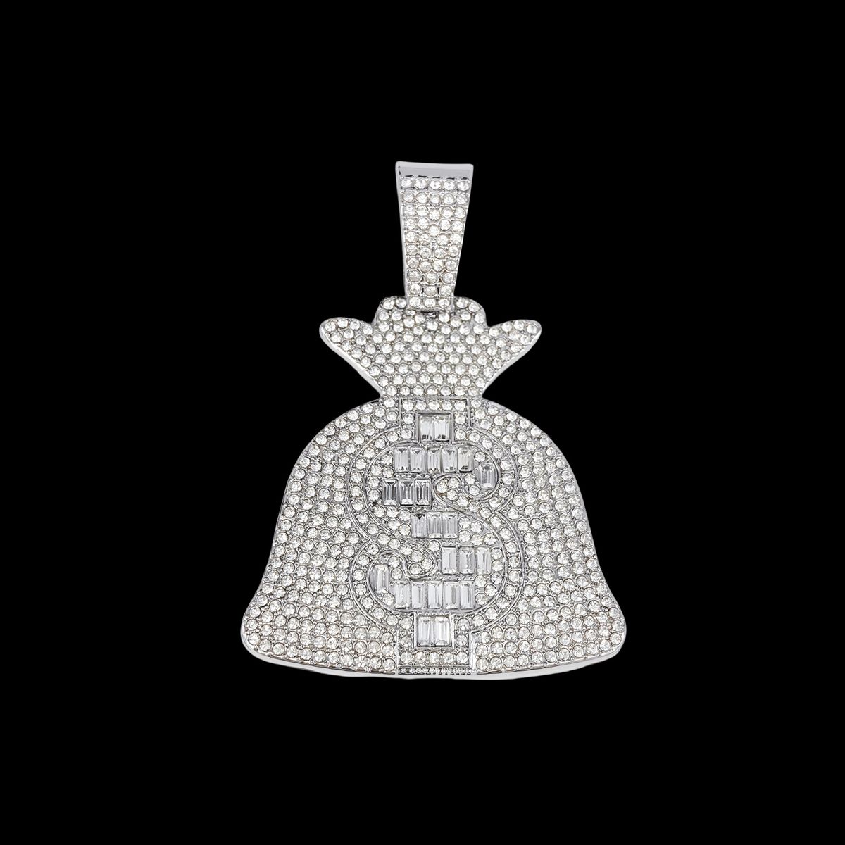 Unisex Alloy Necklace Men And Women's Trendy Big Purse Pendant Hip Hop Personality Fashion Rap Diamond Pendant_ipsvogv.com