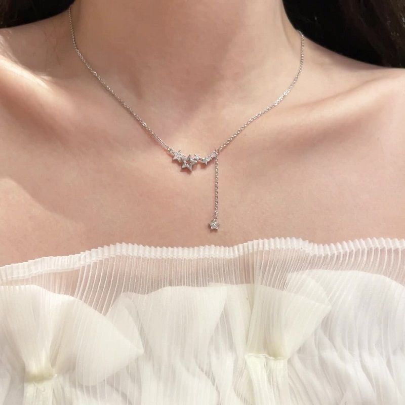 122000 People Collection Zircon Star Tassel Necklace For Women, Niche Design, High-end Feel, Light Luxury, Versatile !_ipsvogv.com
