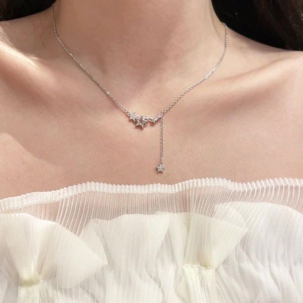 122000 People Collection Zircon Star Tassel Necklace For Women, Niche Design, High-end Feel, Light Luxury, Versatile !_ipsvogv.com