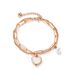 Women's Jewelry Fashion Niche Design Cold Style Personality Double Layer Temperament Versatile Peach Heart Pearl Stainless Steel Bracelet_ipsvogv.com