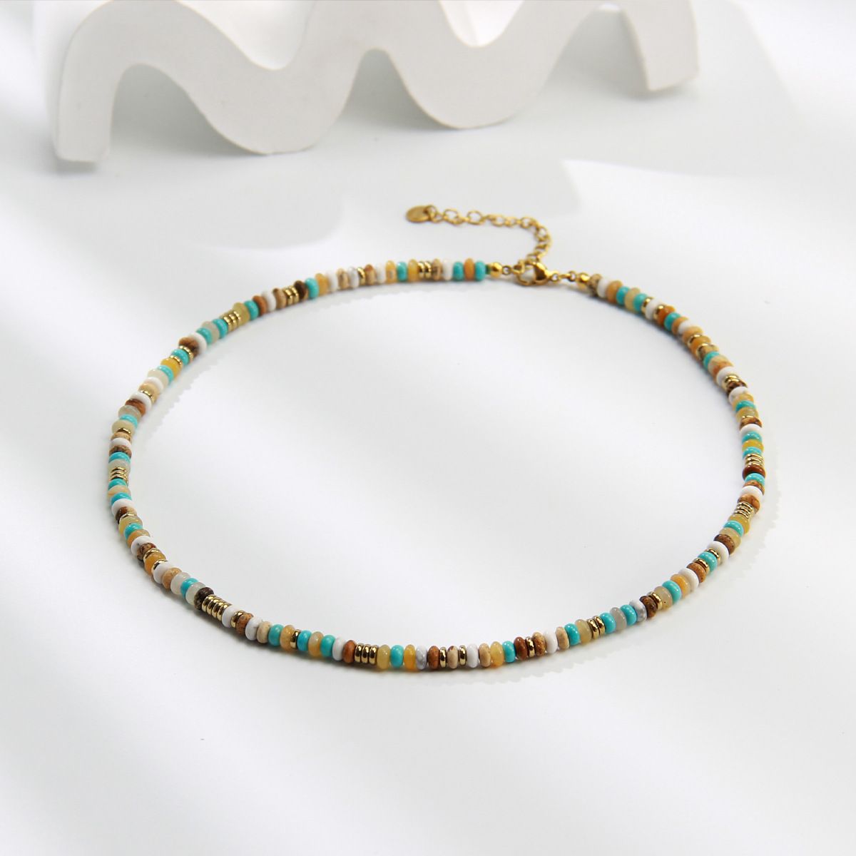 Natural Round Agate Stone Bead Necklace For Men And Women, Maillard New Chinese Style Collarbone Chain Jewelry_ipsvogv.com