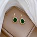 【 Titanium Steel 】 Water Drop Green Zircon Micro inlaid Necklace Earring Set Light Luxury Personalized temperament_ipsvogv.com