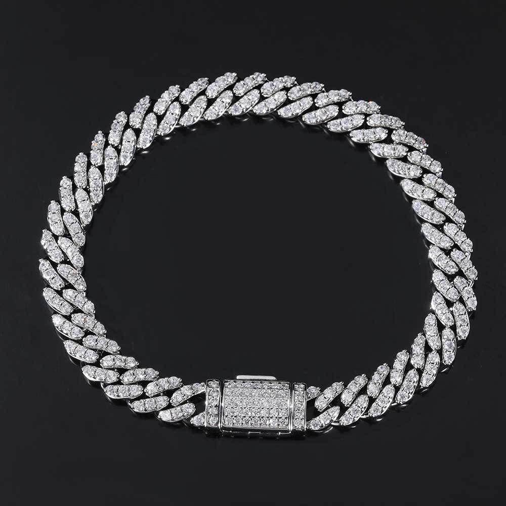 8mm Single Row Full Diamond Cuban Chain Hip-Hop For Men High-End Zircon Bracelet Accessories_ipsvogv.com
