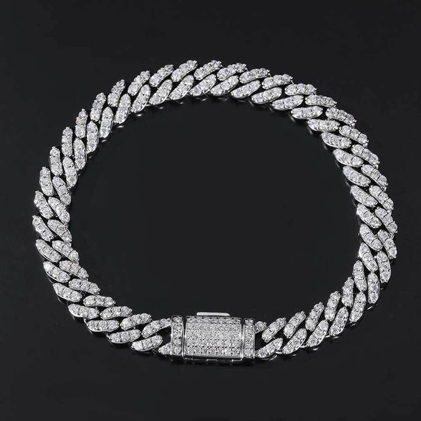 8mm Single Row Full Diamond Cuban Chain Hip-Hop For Men High-End Zircon Bracelet Accessories_ipsvogv.com
