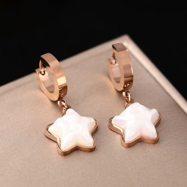 Korean Style High-end Hot Selling Pentagram Pearl Titanium Steel That Do Not Fade, Fashionable Versatile And Earrings_ipsvogv.com