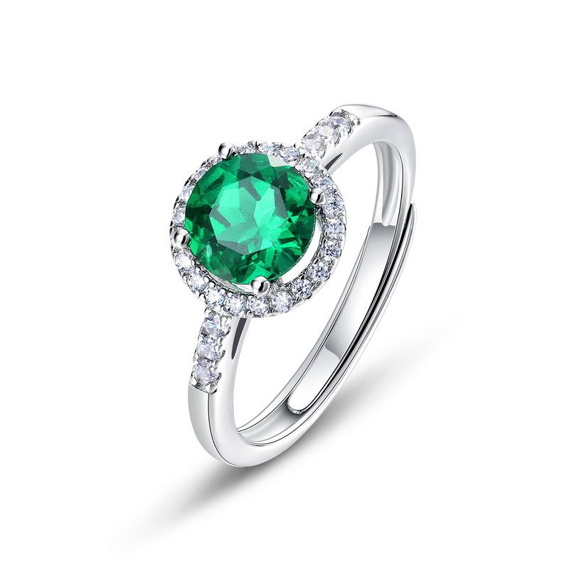 S925 Silver Cultivated Emerald Ring Women Light Luxury Retro Style Jewelry_ipsvogv.com