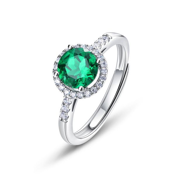 S925 Silver Cultivated Emerald Ring Women Light Luxury Retro Style Jewelry_ipsvogv.com