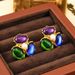 Middle aged vintage with court style, three color glazed pearl earrings, female niche design, French earrings_ipsvogv.com