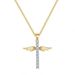 Unisex hot product Angel Wing Cross Necklace Color Plating Zircon Gold Pendant Women_ipsvogv.com