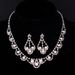 High-end Rhinestone Flower Bridal Two-piece Accessories Wedding Jewelry Set Necklace_ipsvogv.com