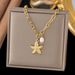 Ins Summer Ocean Gold Starfish Shell Conch Stainless Steel Necklace_ipsvogv.com