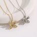 2023 New Titanium Steel Necklace, Women's Full Diamond Bow Knot, Light Luxury Feeling, Minor Insights, Cold Wind_ipsvogv.com