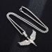 Inlaid Diamond Winged Goddess Pendant Necklace For Men And Women Hip-Hop Single Row Twist Chain_ipsvogv.com