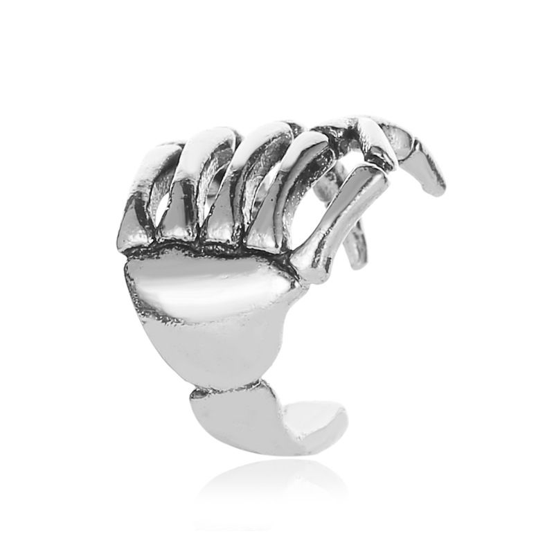 fashion personality punk style skeleton hand spine ear bone clip earrings no ear piercing ear clip ear jewelry_ipsvogv.com