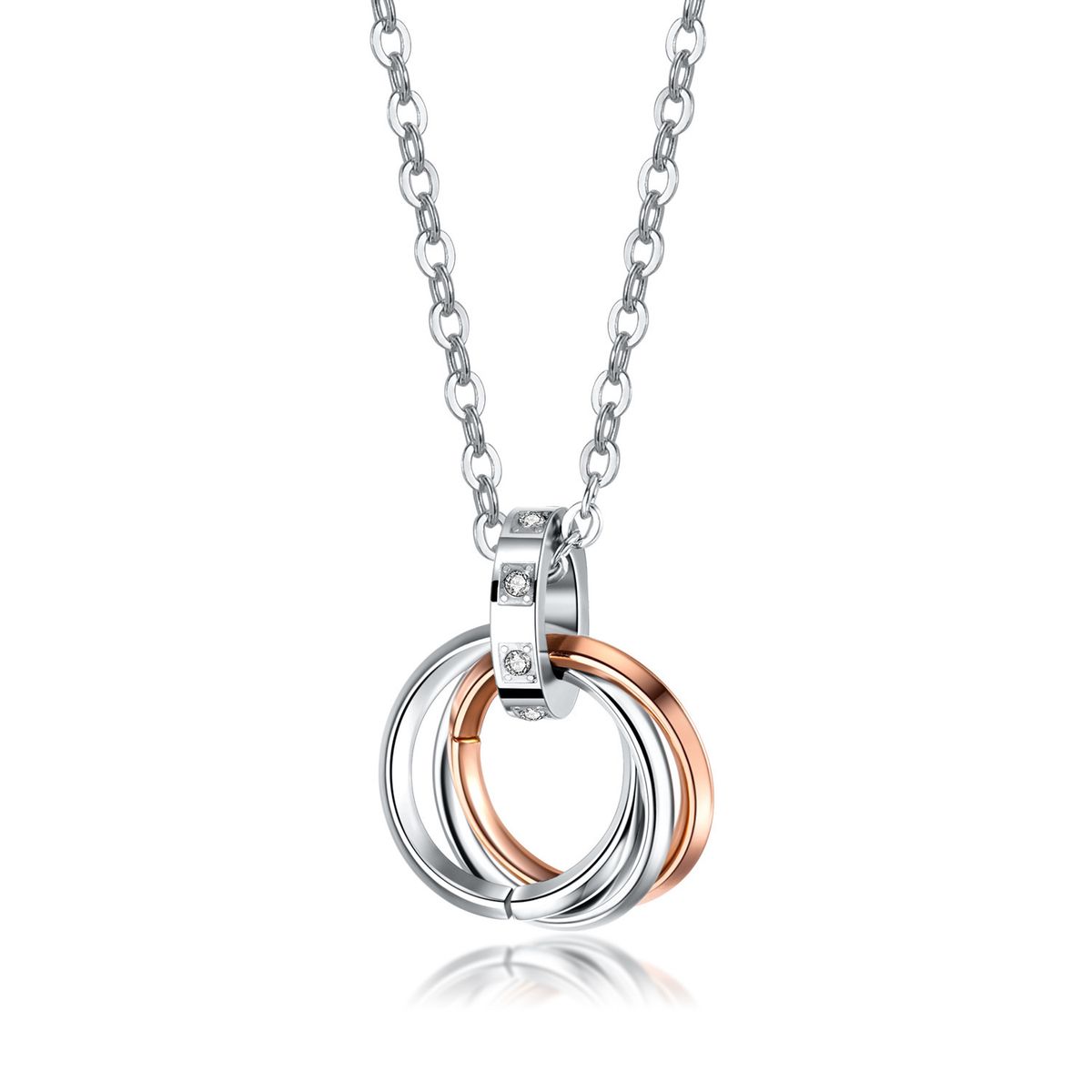 Men's Jewelry Three Ring Pendant Interlocking Stainless Steel Necklace Sweater Chain Couple Jewelry_ipsvogv.com