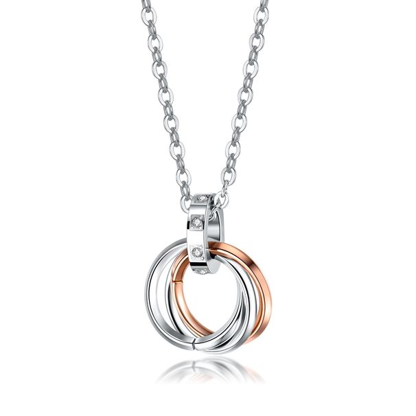 Men's Jewelry Three Ring Pendant Interlocking Stainless Steel Necklace Sweater Chain Couple Jewelry_ipsvogv.com