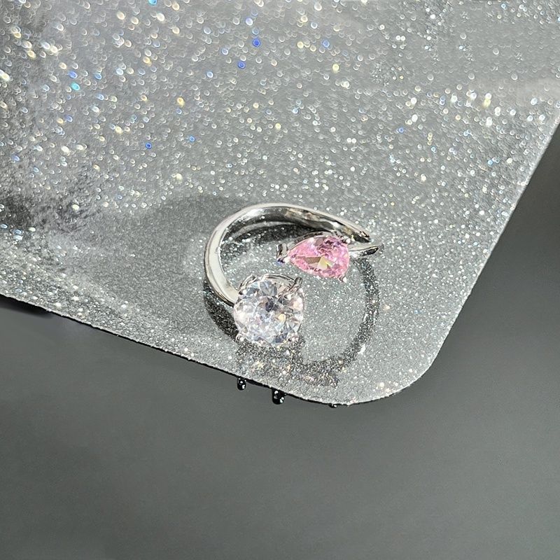 Luxurious Sweet Double Stone Pink Diamond Water Drop Zircon Open End For Women, With A Cold And High End Style. New_ipsvogv.com
