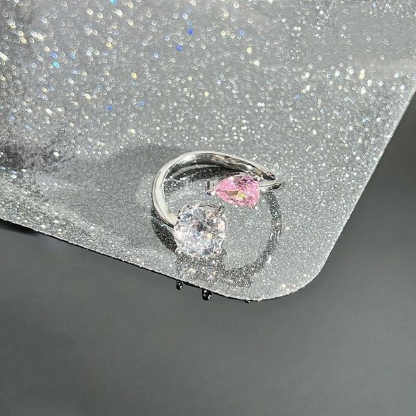 Luxurious Sweet Double Stone Pink Diamond Water Drop Zircon Open End For Women, With A Cold And High End Style. New_ipsvogv.com