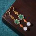 Eryuan S Silver Needle Inlaid With Natural Chalcedony Lucky Knot Design Earrings, Live Broadcast Earrings_ipsvogv.com